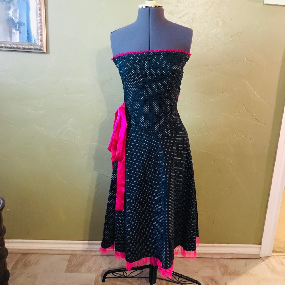 Vintage A.M.A.N Black Polka Dot Dress
